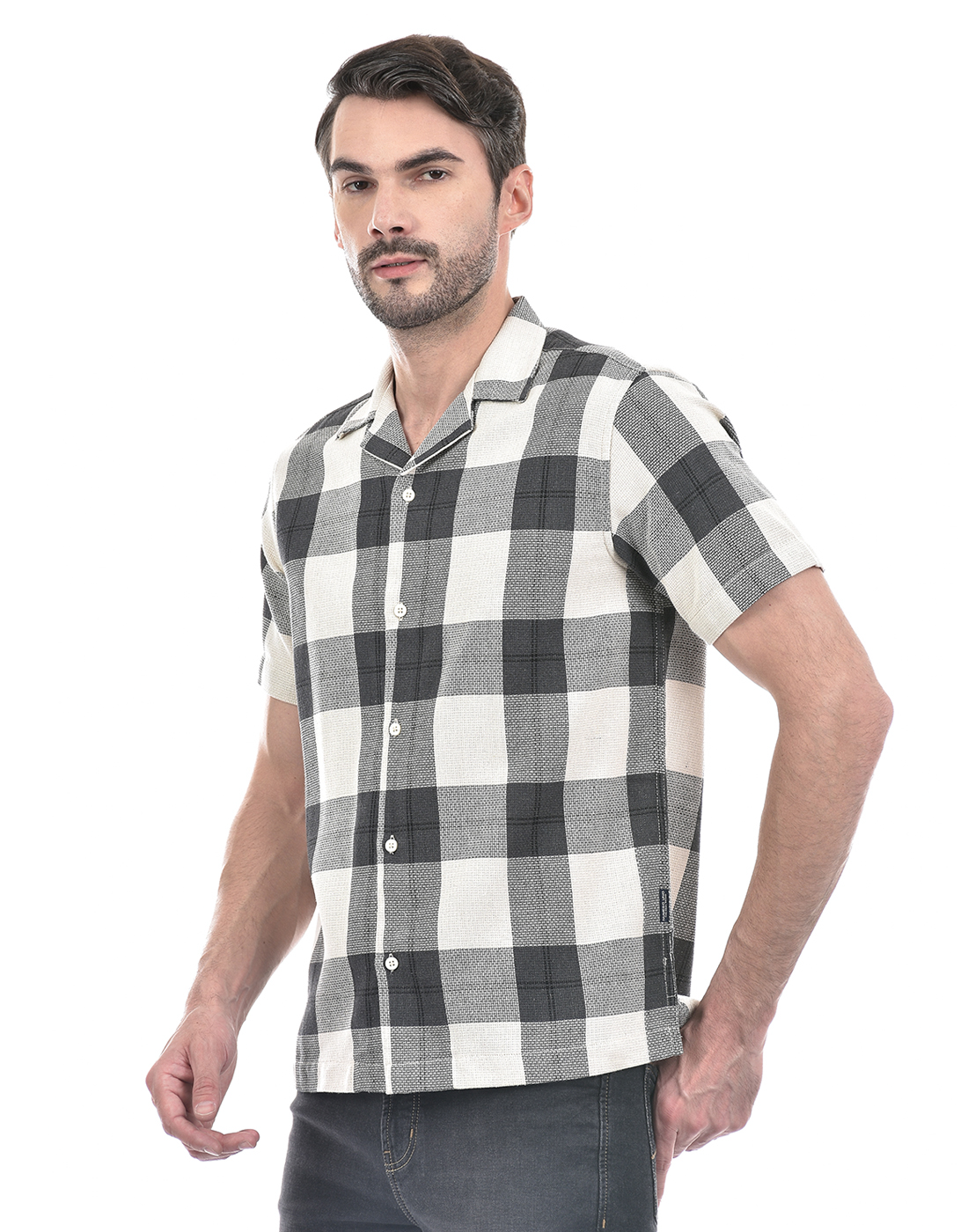 Numero Uno Men Checkered Grey Shirt